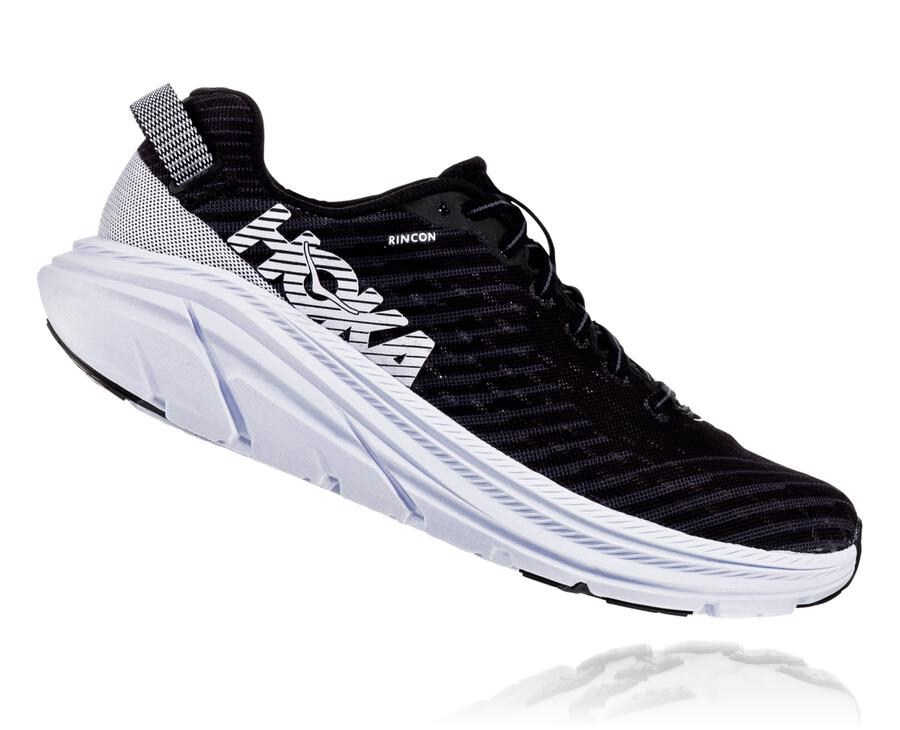 Hoka One One Running Shoes Mens Black/White - Rincon - 94165YSCO